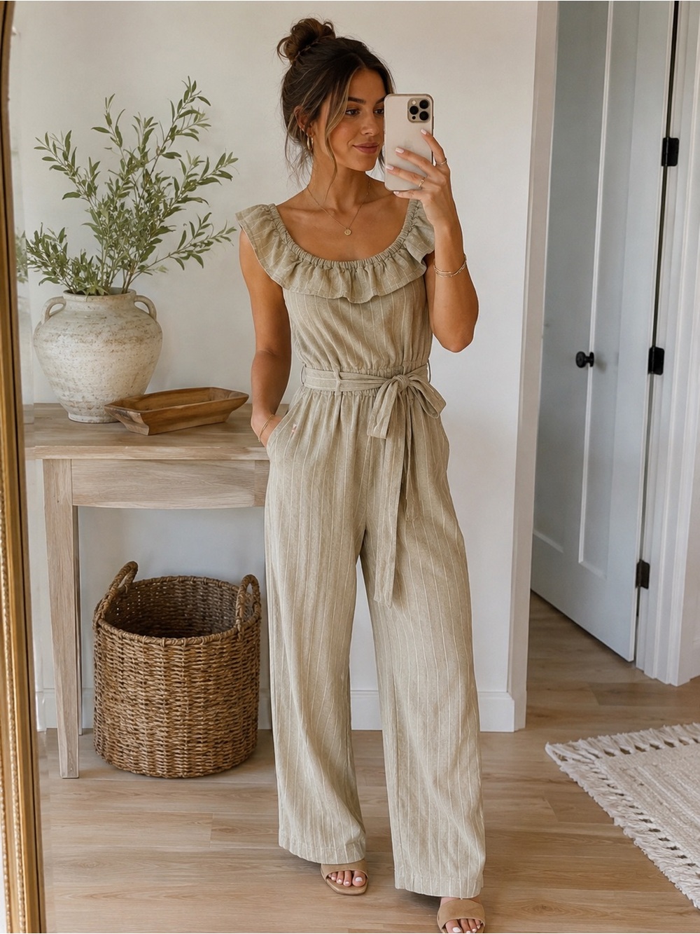 Universal Thread Goods Co. Linen Blend Ruffle Jumpsuit – XS